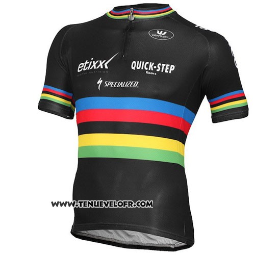 2016 Maillot Ciclismo UCI Mondo Champion Lider Quick Step Noir Manches Courtes et Cuissard
